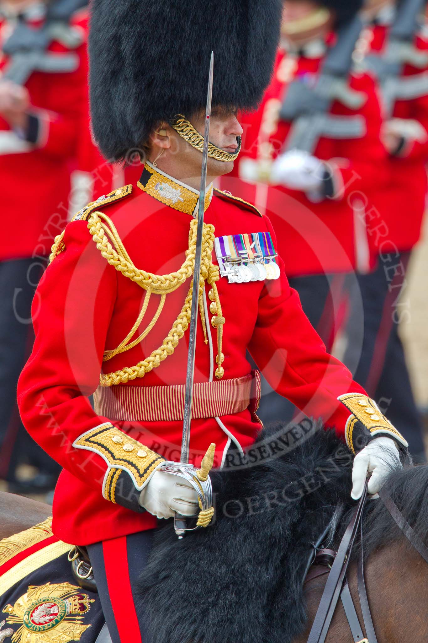 Trooping the Colour 2011: Close-up of The Field Officer, Lieutenant Colonel Lincoln P M Jopp..
Horse Guards Parade, Westminster,
London SW1,
Greater London,
United Kingdom,
on 11 June 2011 at 11:34, image #229