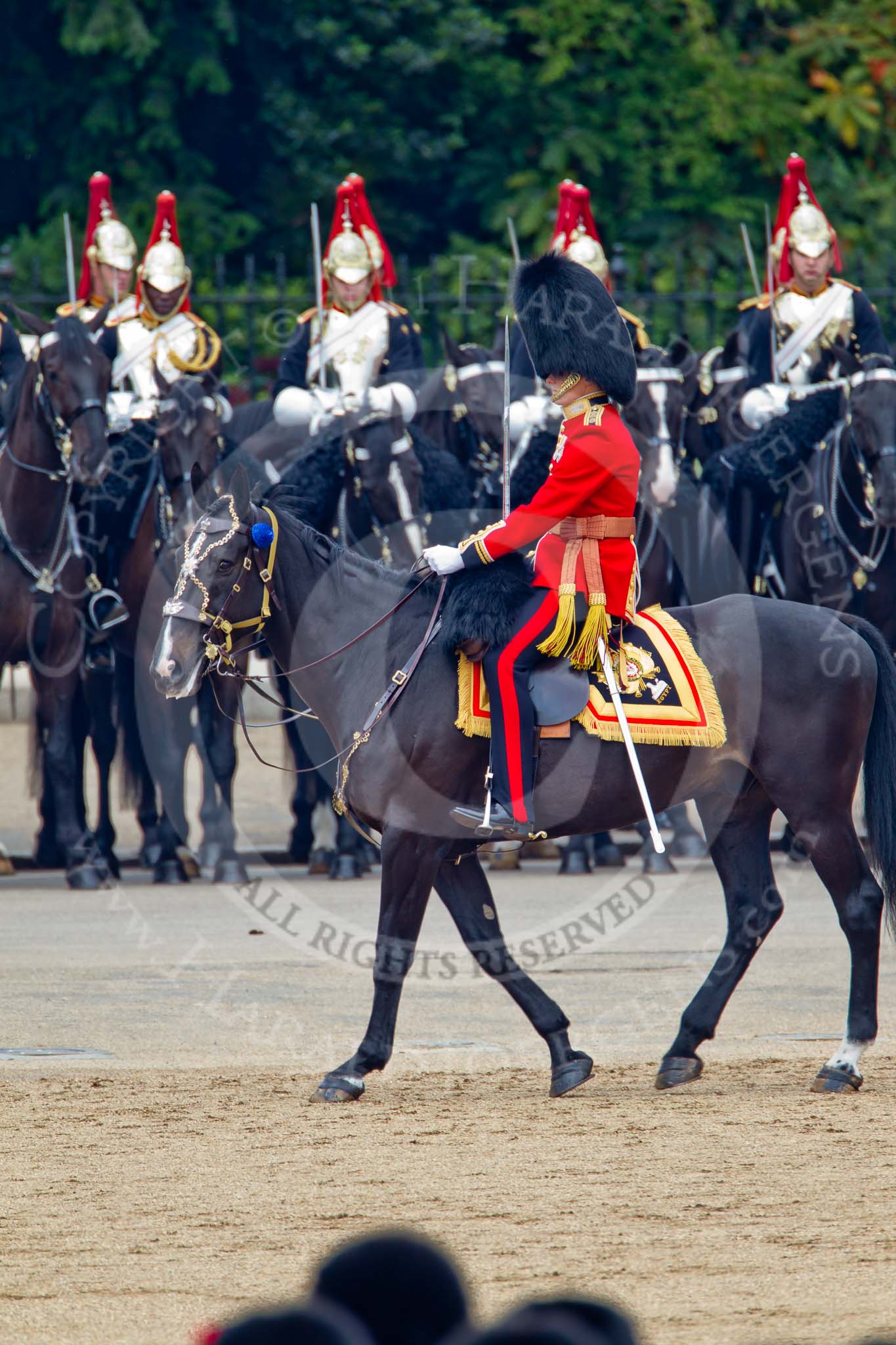 Trooping the Colour 2011: The Adjutant of the Parade, Captain Hamish Barne, 1st Battalion Scots Guards, Adjutant of the 1st Battalion Scots Guards, during the March Past..
Horse Guards Parade, Westminster,
London SW1,
Greater London,
United Kingdom,
on 11 June 2011 at 11:44, image #286