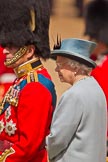 Trooping the Colour 2011: HRH Prince Philip, The Duke of Edinburgh, and HM The Queen, during the March Past in slow time..
Horse Guards Parade, Westminster,
London SW1,
Greater London,
United Kingdom,
on 11 June 2011 at 11:38, image #244