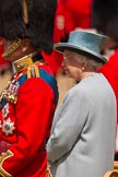 Trooping the Colour 2011: HRH Prince Philip, The Duke of Edinburg, with HM The Queen on the saluting stand, watching the parade..
Horse Guards Parade, Westminster,
London SW1,
Greater London,
United Kingdom,
on 11 June 2011 at 11:39, image #252