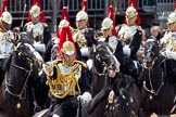 Trooping the Colour 2011: Close-up of Serrefile Captain S S Lukas, The Blues and Royals, leading the Blues and Royals element of the Household Cavalry on their way around the parade ground during the Ride Past..
Horse Guards Parade, Westminster,
London SW1,
Greater London,
United Kingdom,
on 11 June 2011 at 11:55, image #340