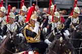 Trooping the Colour 2011: Close-up of Serrefile Captain S S Lukas, The Blues and Royals, leading the Blues and Royals element of the Household Cavalry on their way around the parade ground during March Past. In front Serrefile Captain S S Lukas..
Horse Guards Parade, Westminster,
London SW1,
Greater London,
United Kingdom,
on 11 June 2011 at 11:56, image #345