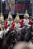 Trooping the Colour 2011: Household Cavalry, here The Life Guards, during the Ride Past..
Horse Guards Parade, Westminster,
London SW1,
Greater London,
United Kingdom,
on 11 June 2011 at 11:58, image #364