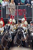 Trooping the Colour 2011: Household Cavalry, here the Blues and Royals, during the Ride Past..
Horse Guards Parade, Westminster,
London SW1,
Greater London,
United Kingdom,
on 11 June 2011 at 11:59, image #365