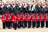 Trooping the Colour 2011: No. 2 Guard, B Company Scots Guards, waiting fo the command to march off, as the parade comes close to the end. Behind them, in front of the Guards Memorial, The Life Guards..
Horse Guards Parade, Westminster,
London SW1,
Greater London,
United Kingdom,
on 11 June 2011 at 12:01, image #377