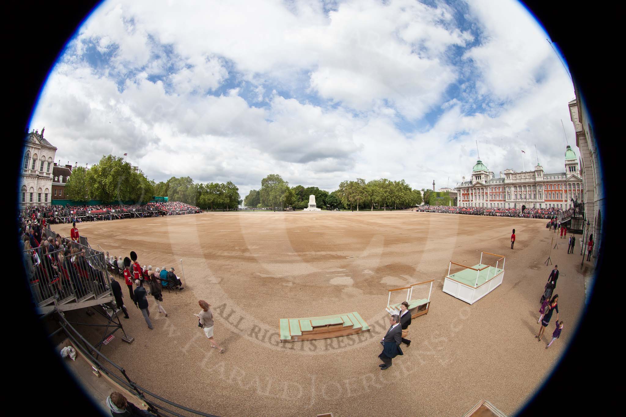 The Colonel's Review 2012: The whole of Horse Guards Parade, wit the last spectators coming in.
Horse Guards Parade, Westminster,
London SW1,

United Kingdom,
on 09 June 2012 at 09:58, image #12