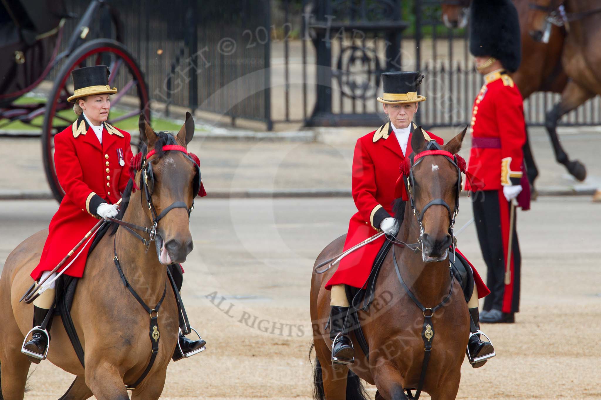 The Colonel's Review 2012: The arrival of the first members of the Royal family. leading the way two Liveried Grooms from the Royal Mews..
Horse Guards Parade, Westminster,
London SW1,

United Kingdom,
on 09 June 2012 at 10:48, image #119