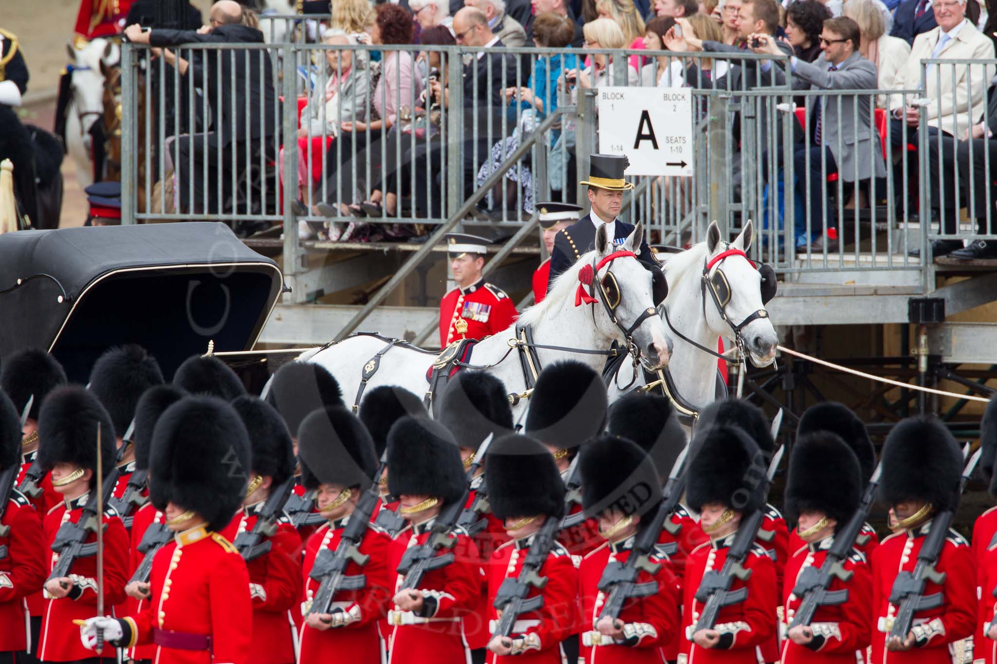 The Colonel's Review 2012: Jack Hargreaves, Royal Coachman, with the two Windsor Grey horses..
Horse Guards Parade, Westminster,
London SW1,

United Kingdom,
on 09 June 2012 at 10:57, image #145