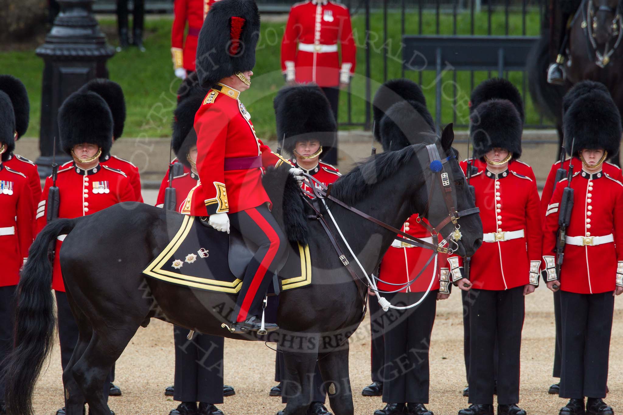 The Colonel's Review 2012: Colonel Coldstream Guards Lieutenant General J J C Bucknall during the Inspection of the Line..
Horse Guards Parade, Westminster,
London SW1,

United Kingdom,
on 09 June 2012 at 11:01, image #172