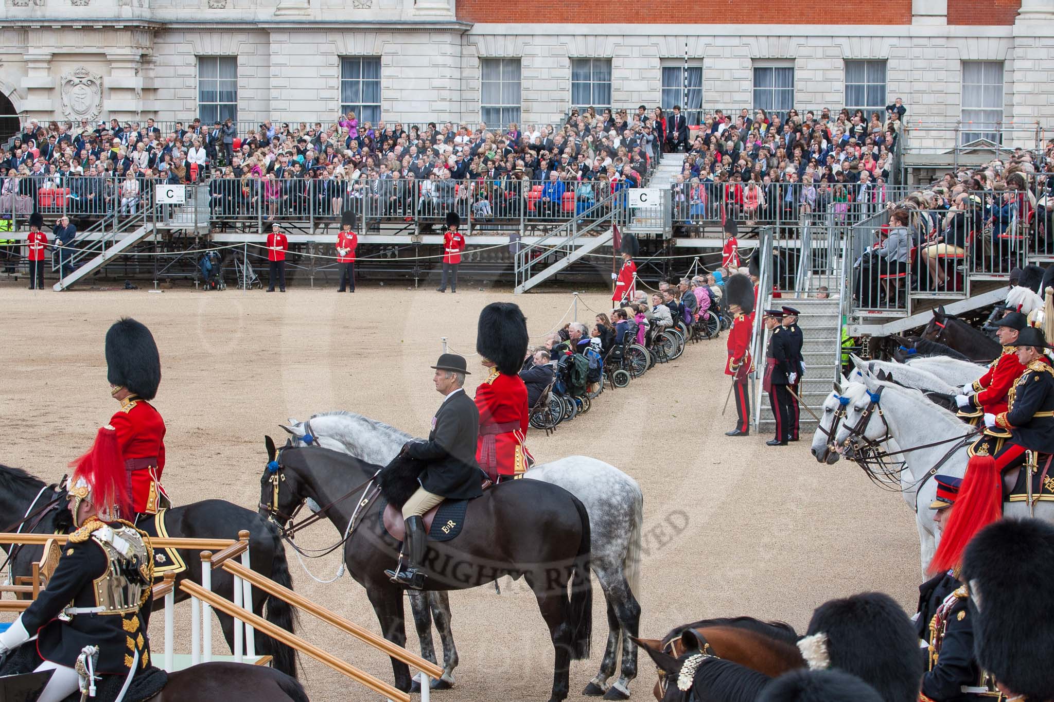 The Colonel's Review 2012: The "Royal Procession", on the left the "Royal Colonels", watching the Massed Bands Troop..
Horse Guards Parade, Westminster,
London SW1,

United Kingdom,
on 09 June 2012 at 11:09, image #221