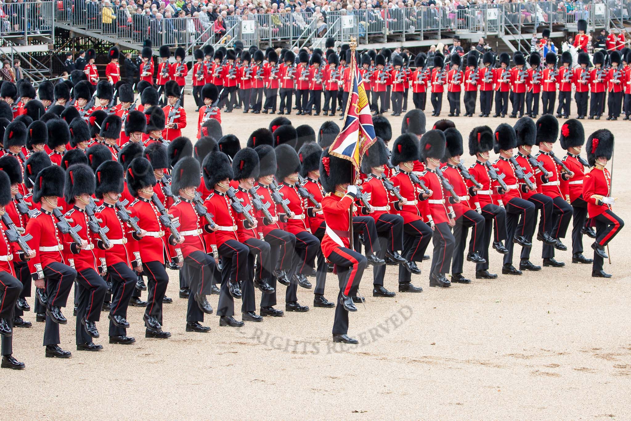 The Colonel's Review 2012: No. 1 Guard, the (Escort for the Colour), 1st Battalion Coldstream Guards, during the March Past..
Horse Guards Parade, Westminster,
London SW1,

United Kingdom,
on 09 June 2012 at 11:33, image #316