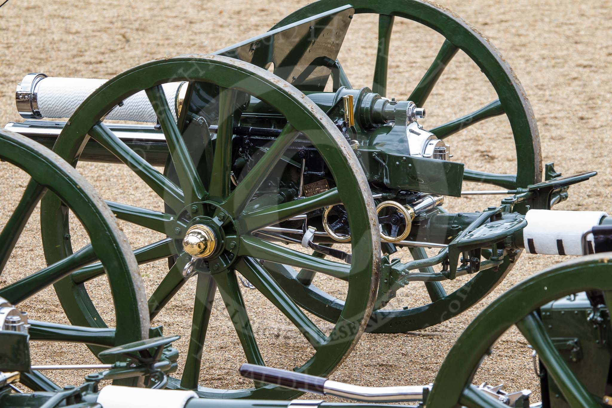 The Colonel's Review 2012: A pair of the 13-pounder guns used by the Royal Horse Artillery..
Horse Guards Parade, Westminster,
London SW1,

United Kingdom,
on 09 June 2012 at 11:52, image #402