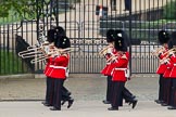 The Colonel's Review 2012: The Band of the Welsh Guards marching along the St James's Park side of Horse Guards Parade, led by Senior Drum Major M Betts, Grenadier Guards..
Horse Guards Parade, Westminster,
London SW1,

United Kingdom,
on 09 June 2012 at 10:11, image #18