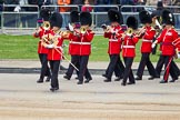 The Colonel's Review 2012: Turning towards Horse Guards Paraded as the first of the Massed Bands to arrive  - the Band of the Welsh Guards, led by Senior Drum Major M Betts, Grenadier Guards..
Horse Guards Parade, Westminster,
London SW1,

United Kingdom,
on 09 June 2012 at 10:11, image #19