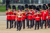 The Colonel's Review 2012: Turning towards Horse Guards Paraded as the first of the Massed Bands to arrive  - the Band of the Welsh Guards, led by Senior Drum Major M Betts, Grenadier Guards..
Horse Guards Parade, Westminster,
London SW1,

United Kingdom,
on 09 June 2012 at 10:11, image #20