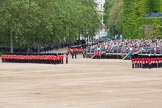 The Colonel's Review 2012: No. 6 guard and No. 5 guard in place at Horse Guards Parade, the Band of the Coldstream Guards just arriving from the Mall..
Horse Guards Parade, Westminster,
London SW1,

United Kingdom,
on 09 June 2012 at 10:28, image #69