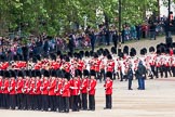 The Colonel's Review 2012: No. 6 guard in place at Horse Guards Parade, the Band of the Coldstream Guards just arriving from the Mall..
Horse Guards Parade, Westminster,
London SW1,

United Kingdom,
on 09 June 2012 at 10:29, image #71