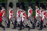 The Colonel's Review 2012: Close-up of drummers of the Band of the Coldstream Guards..
Horse Guards Parade, Westminster,
London SW1,

United Kingdom,
on 09 June 2012 at 10:29, image #75