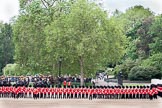 The Colonel's Review 2012: The Northern (St James's Park) side of Horse Guards Parade, on the very left the Major of the Parade, Major Mark Lewis, Welsh Guards, then No. 1 Guard, behind them The King's Troop Royal Horse Artillery..
Horse Guards Parade, Westminster,
London SW1,

United Kingdom,
on 09 June 2012 at 10:42, image #110