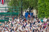 The Colonel's Review 2012: The "Royal Procession" arriving fro the Mall: Brigade Major Household Division Lieutenant Colonel A P Speed, Scots Guards, followed by
four Troopers of The Blues and Royals (Royal Horse Guards and 1st Dragoons)..
Horse Guards Parade, Westminster,
London SW1,

United Kingdom,
on 09 June 2012 at 10:53, image #129