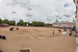 The Colonel's Review 2012: Another overview of Horse Guards Parade. On the very left the Massed Bands, also on the left Brigade Major Household Division, Lieutenant Colonel A P Speed, Scots Guards, and four Troopers of The Blues and Royals. On the right the saltung base for HM the Queen, behind the "Royal Procession". In front of the Guards Memorial No. 1 - No. 6 Guard..
Horse Guards Parade, Westminster,
London SW1,

United Kingdom,
on 09 June 2012 at 10:59, image #165