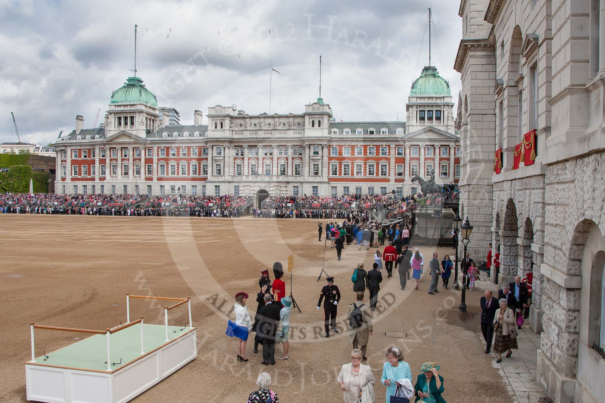 Trooping the Colour 2012: The Old Admirality Building, most guests have taken their seats in the grandstands..
Horse Guards Parade, Westminster,
London SW1,

United Kingdom,
on 16 June 2012 at 09:58, image #15