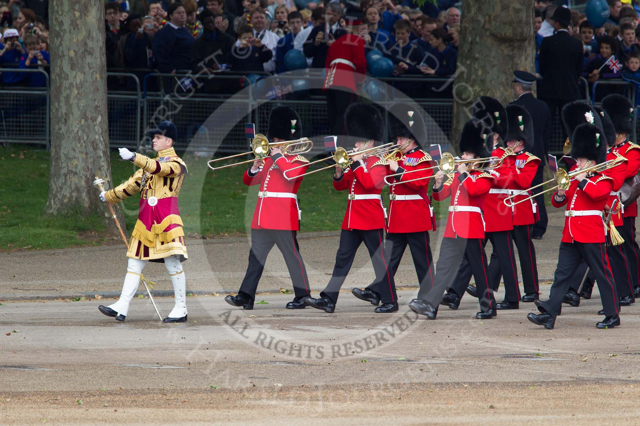 Trooping the Colour 2012: Senior Drum Major M Betts, Grenadier Guards, and the Band of the Welsh Guards..
Horse Guards Parade, Westminster,
London SW1,

United Kingdom,
on 16 June 2012 at 10:12, image #20