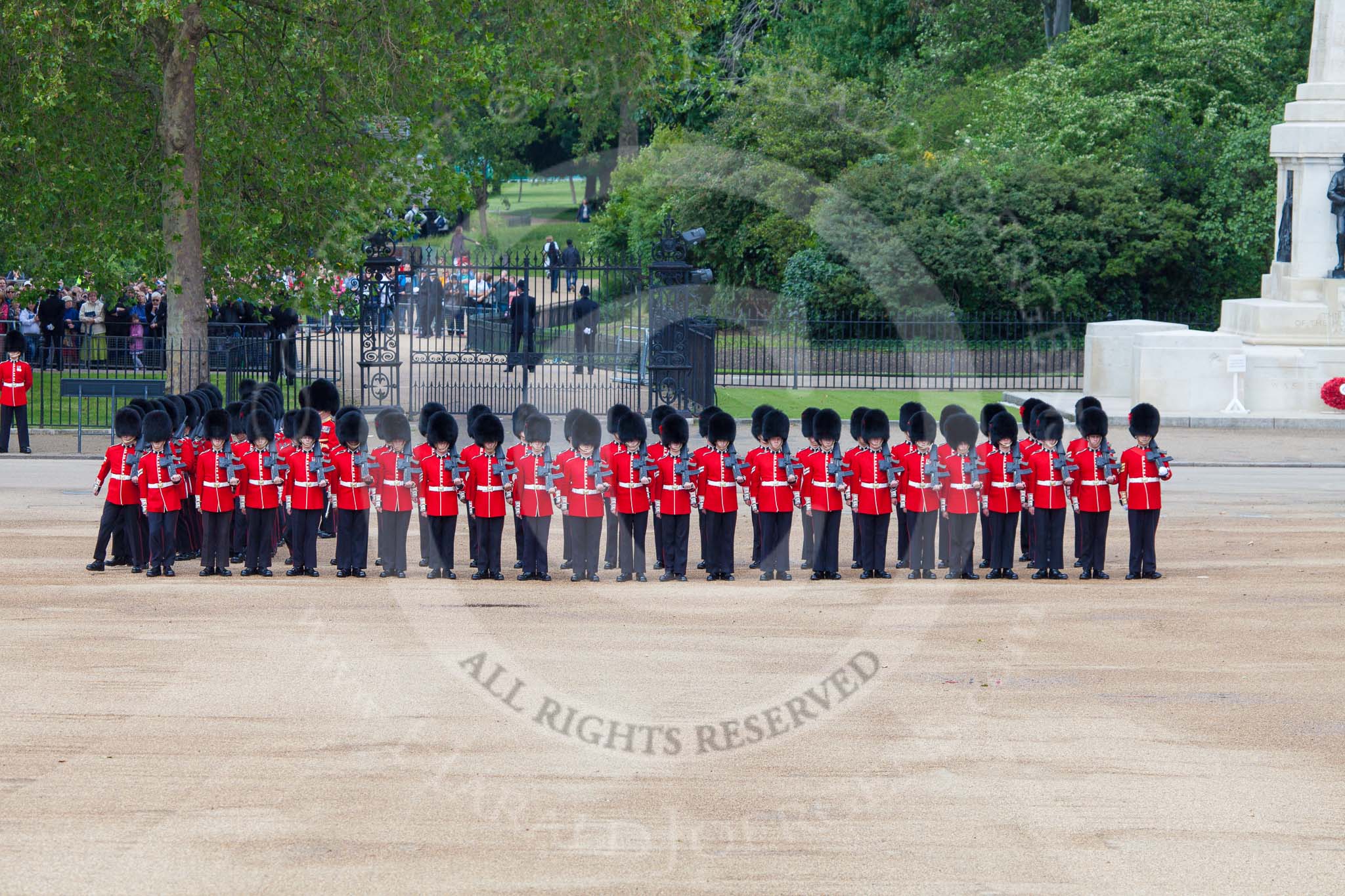 Trooping the Colour 2012: The Guards Divisions are changing their positions to form a long, L-shaped double row of guardsmen..
Horse Guards Parade, Westminster,
London SW1,

United Kingdom,
on 16 June 2012 at 10:35, image #88