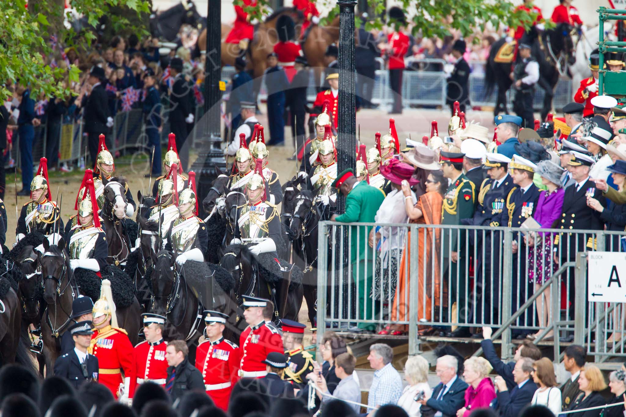 Trooping the Colour 2012: The Blues and Royals arriving as First and Second Division of the Souvereign's Escort..
Horse Guards Parade, Westminster,
London SW1,

United Kingdom,
on 16 June 2012 at 10:57, image #147