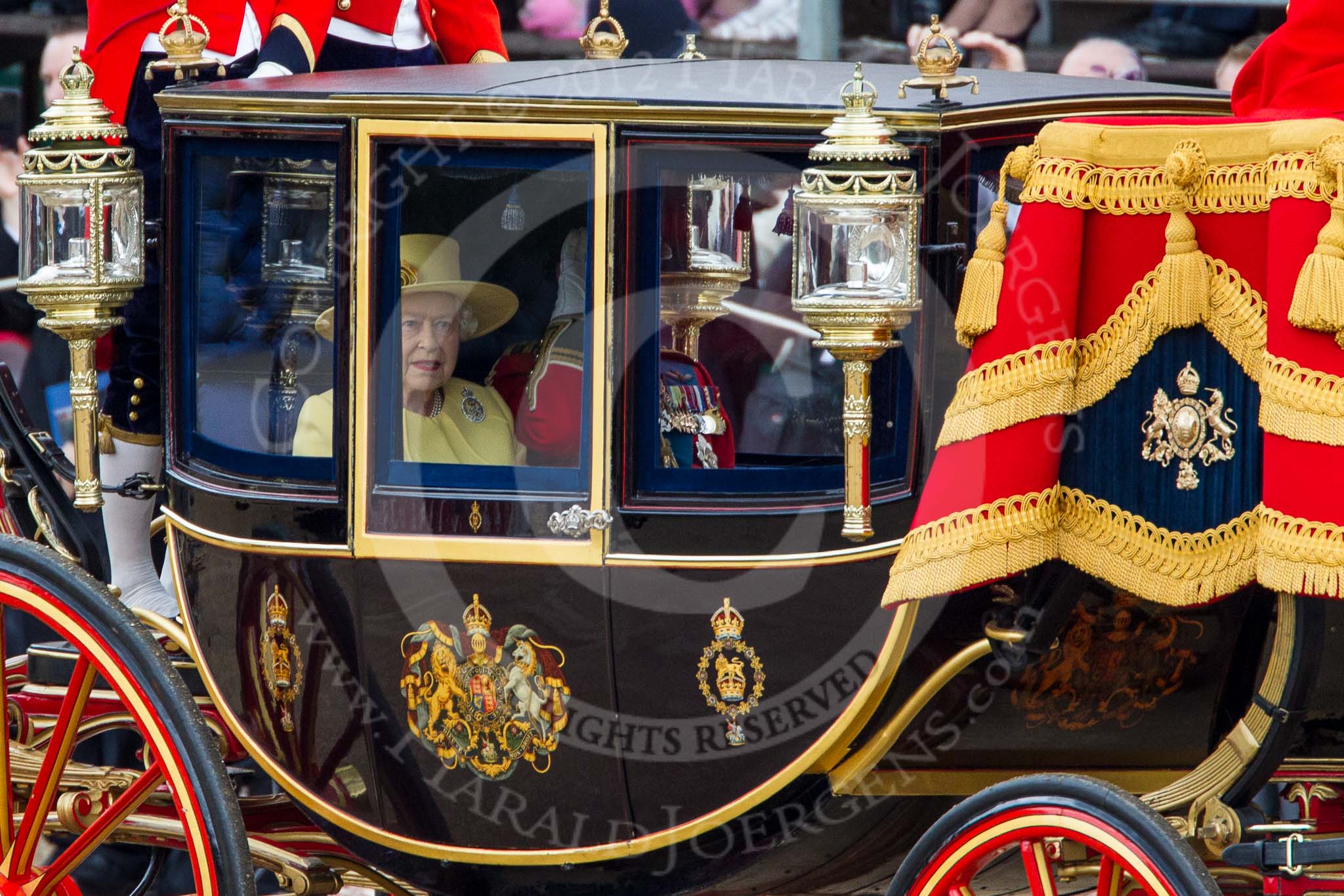 Trooping the Colour 2012: Another close look at HM The Queen and HRH The Prince Philip in the Glass Coach..
Horse Guards Parade, Westminster,
London SW1,

United Kingdom,
on 16 June 2012 at 10:58, image #160