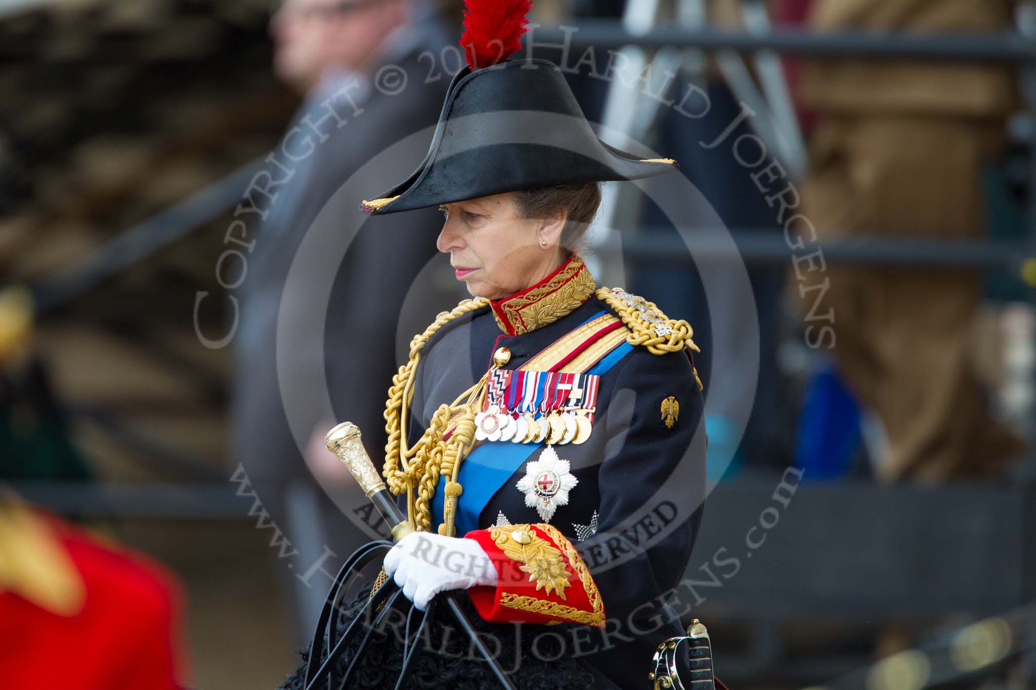 Trooping the Colour 2012: Her Royal Highness The Princess Royal, Gold Stick in Waiting and Colonel The Blues and Royals (Royal Horse Guards and 1st Dragoons)..
Horse Guards Parade, Westminster,
London SW1,

United Kingdom,
on 16 June 2012 at 10:59, image #172