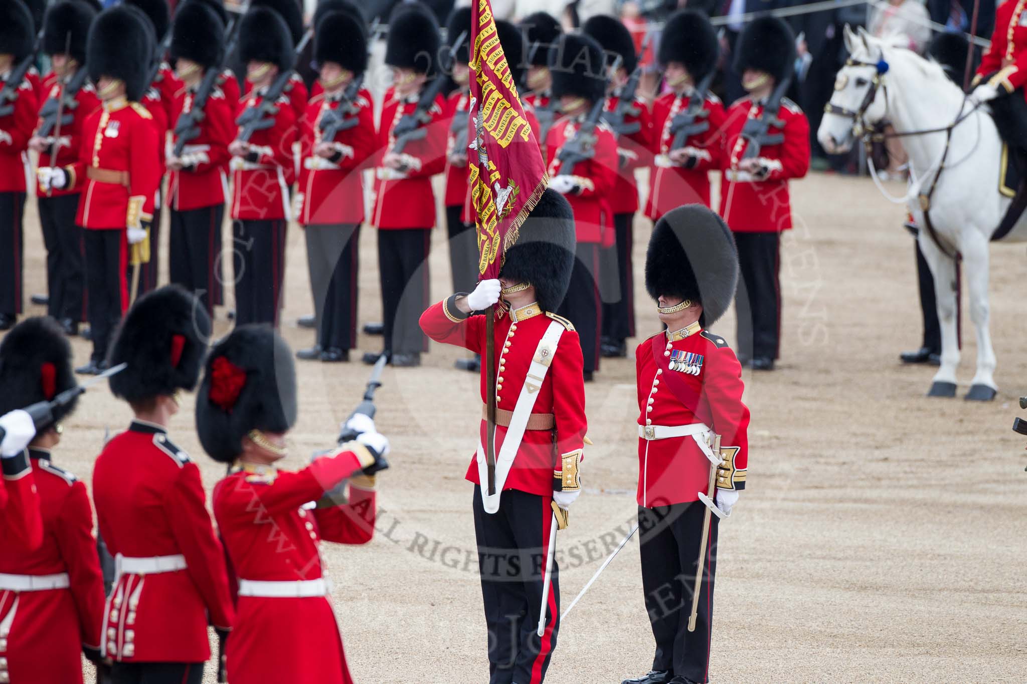 Trooping the Colour 2012: Ensign and Regimental Sergeant Major after the Collection of the Colour..
Horse Guards Parade, Westminster,
London SW1,

United Kingdom,
on 16 June 2012 at 11:22, image #314