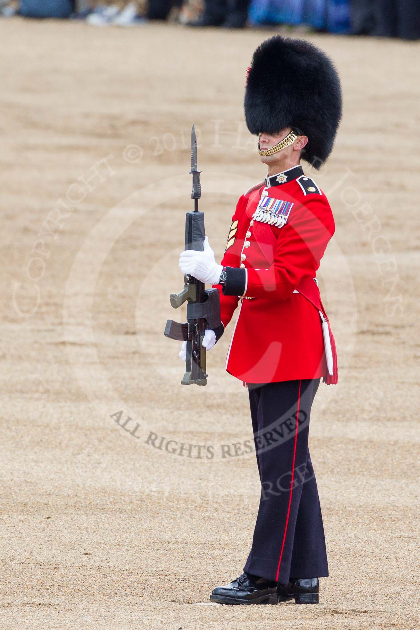 Trooping the Colour 2012: A close-up view of the Colour Sergeant,.
Horse Guards Parade, Westminster,
London SW1,

United Kingdom,
on 16 June 2012 at 11:22, image #316