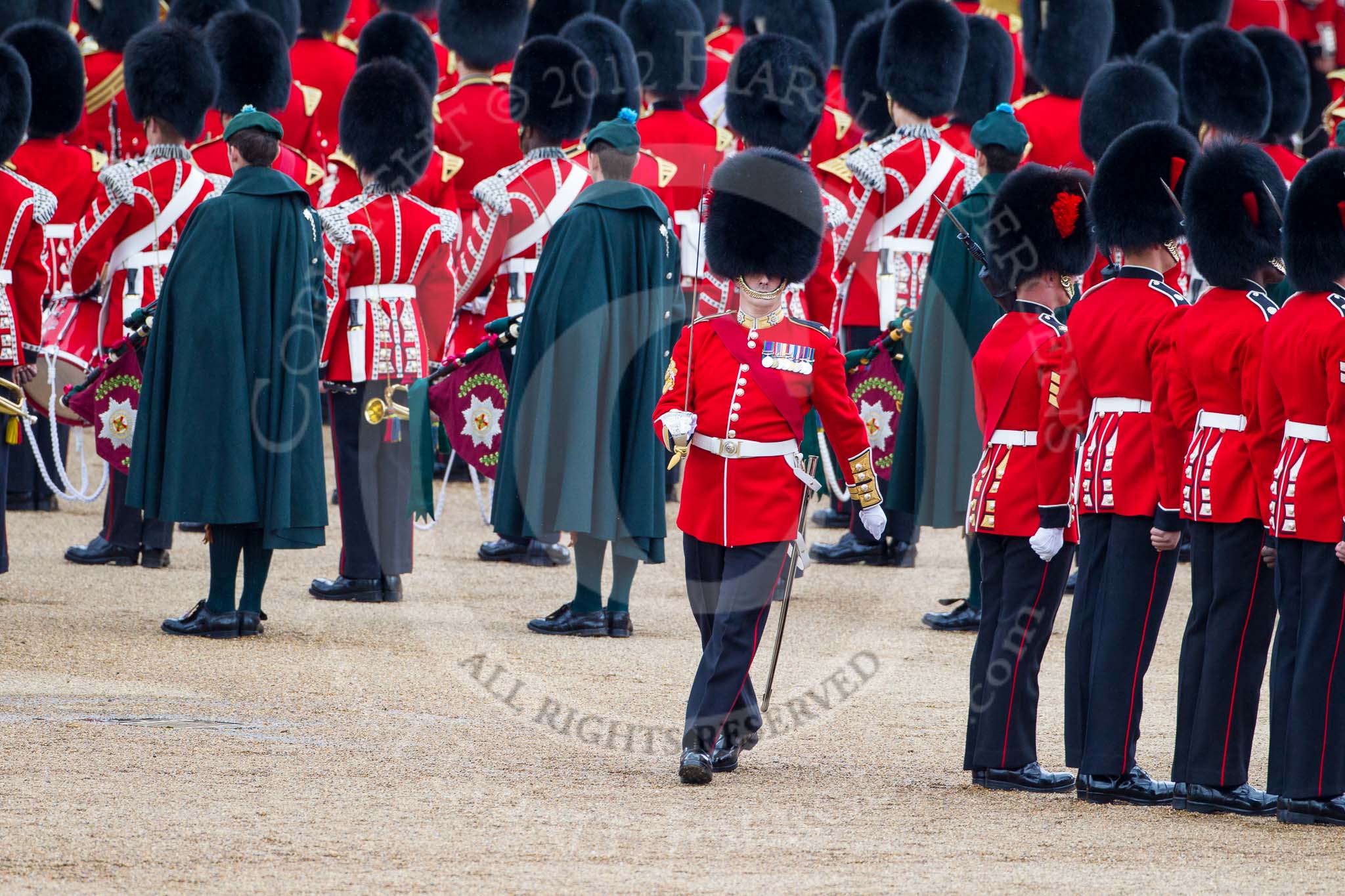 Trooping the Colour 2012: The Regimental Sergeant Major, with his sword still drawn, moves back to his original position..
Horse Guards Parade, Westminster,
London SW1,

United Kingdom,
on 16 June 2012 at 11:22, image #320