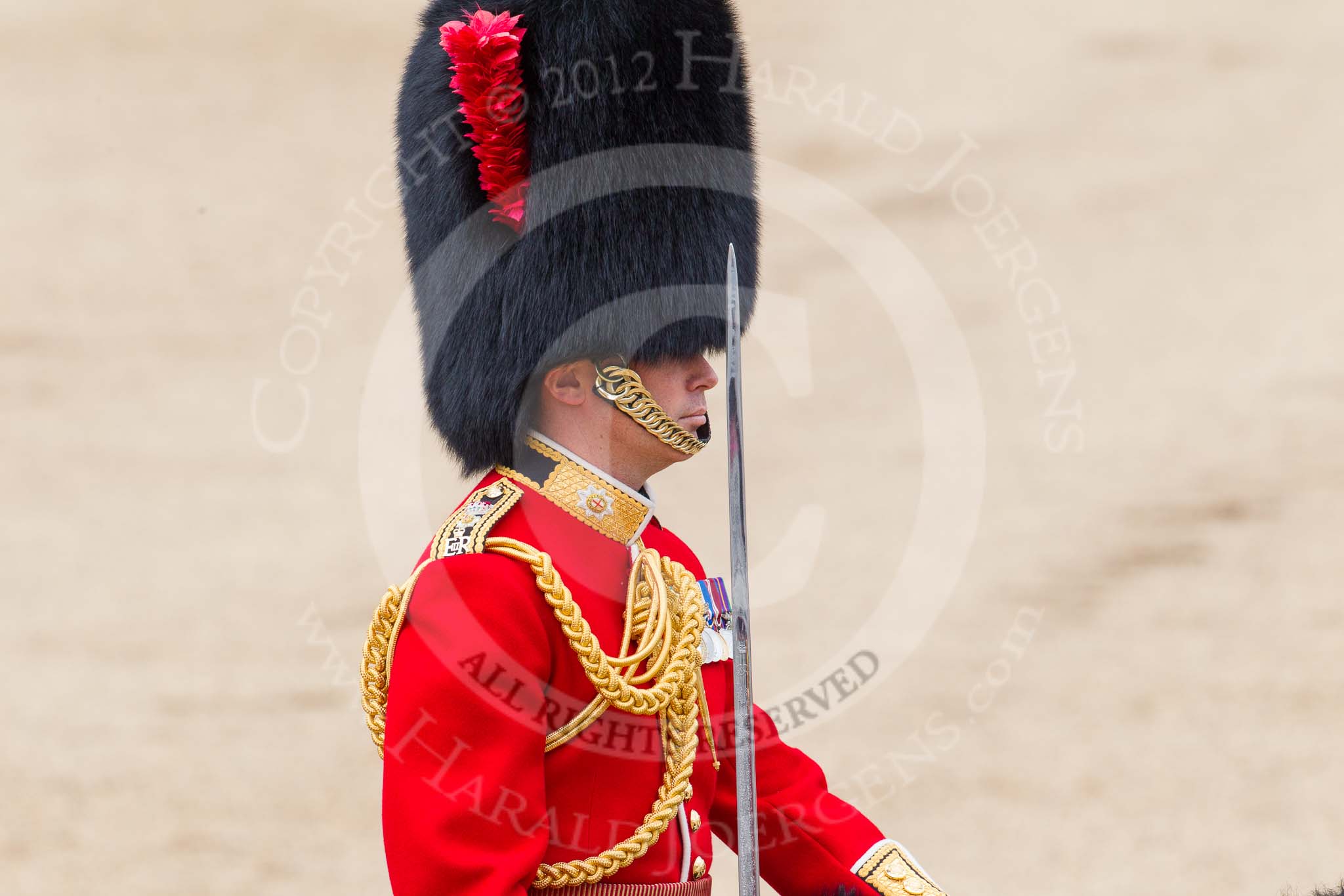 Trooping the Colour 2012: Close-up of the Field Officer in Brigade Waiting
Lieutenant Colonel R C N Sergeant, Coldstream Guards..
Horse Guards Parade, Westminster,
London SW1,

United Kingdom,
on 16 June 2012 at 11:45, image #481