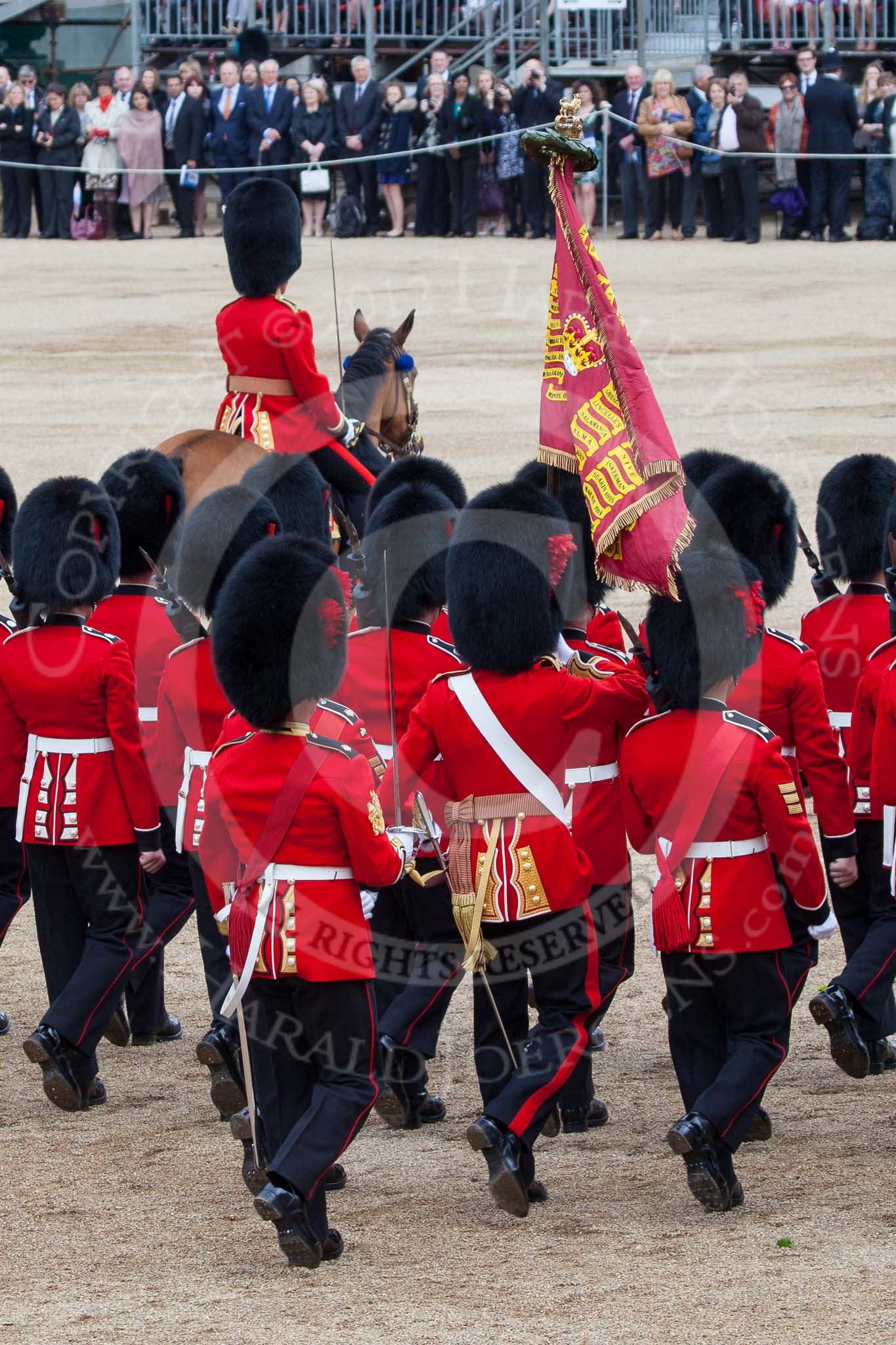 Trooping the Colour 2012: Parading the Colour in front of Her Majesty - No. 1 Guard, the Escort to the Colour, during the second round of the March Past..
Horse Guards Parade, Westminster,
London SW1,

United Kingdom,
on 16 June 2012 at 11:46, image #490