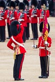 Trooping the Colour 2012: The Regimental Sergeant Major of No. 1 Guard, pushes his sord to safety, before receiving the Colour from the Colour Sergeant..
Horse Guards Parade, Westminster,
London SW1,

United Kingdom,
on 16 June 2012 at 11:21, image #306