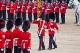 Trooping the Colour 2012: The Esnign starting to march with the Colour, behind him the Regimental Sergeant Major..
Horse Guards Parade, Westminster,
London SW1,

United Kingdom,
on 16 June 2012 at 11:22, image #317