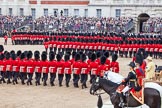 Trooping the Colour 2012: After all guards divisions have marched past Her Majesty in slow time, they are abot to march around Horse Guards parade again in quick time. On the top left No. 1 Guard, the Escort to the Colour, with the Colour just visible..
Horse Guards Parade, Westminster,
London SW1,

United Kingdom,
on 16 June 2012 at 11:38, image #439