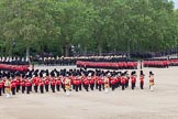 Trooping the Colour 2012: The March Past: The guards divisions are marching between the Household Cavalry on the St.  James's Park side of Horse Guards Parade, and the Massed Bands in the centre..
Horse Guards Parade, Westminster,
London SW1,

United Kingdom,
on 16 June 2012 at 11:43, image #471