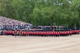 Trooping the Colour 2012: The March Past: The leading guards divisions, with No. 1 Guard, the Escort to the Colour, in front, have turned left again/are turning left..
Horse Guards Parade, Westminster,
London SW1,

United Kingdom,
on 16 June 2012 at 11:44, image #473