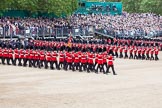 Trooping the Colour 2012: The March Past: No. 1 Guard (Escort to the Colour), 1st Battalion Coldstream Guards, marching along the western side of Horse Guards Parade for the second time, turning to the left again..
Horse Guards Parade, Westminster,
London SW1,

United Kingdom,
on 16 June 2012 at 11:44, image #476