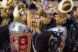 Trooping the Colour 2012: The Kettle Drummer from The Life Guards during the Ride Past..
Horse Guards Parade, Westminster,
London SW1,

United Kingdom,
on 16 June 2012 at 11:57, image #574