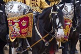 Trooping the Colour 2012: Drum Horse and Kettle Drums. The Mounted Bands of the Household Cavalry during the Ride Past..
Horse Guards Parade, Westminster,
London SW1,

United Kingdom,
on 16 June 2012 at 11:57, image #581