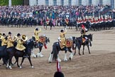 Trooping the Colour 2012: The Ride Past, behind the Director of Music are the two kettle drummers, saluting to Her Majesty bu crossing their drum sticks..
Horse Guards Parade, Westminster,
London SW1,

United Kingdom,
on 16 June 2012 at 12:00, image #599