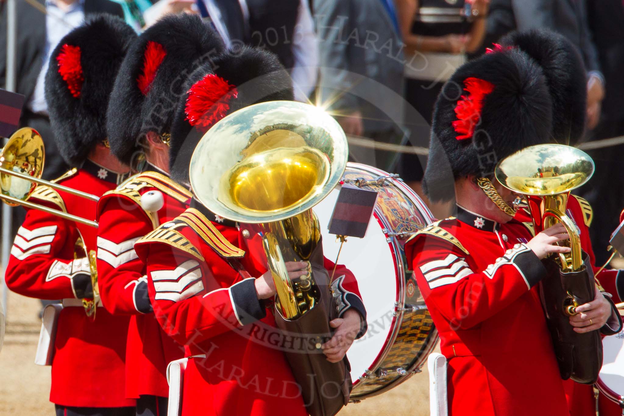 The Colonel's Review 2013: Musicians of the Band of the Coldstream Guards..
Horse Guards Parade, Westminster,
London SW1,

United Kingdom,
on 08 June 2013 at 10:15, image #56