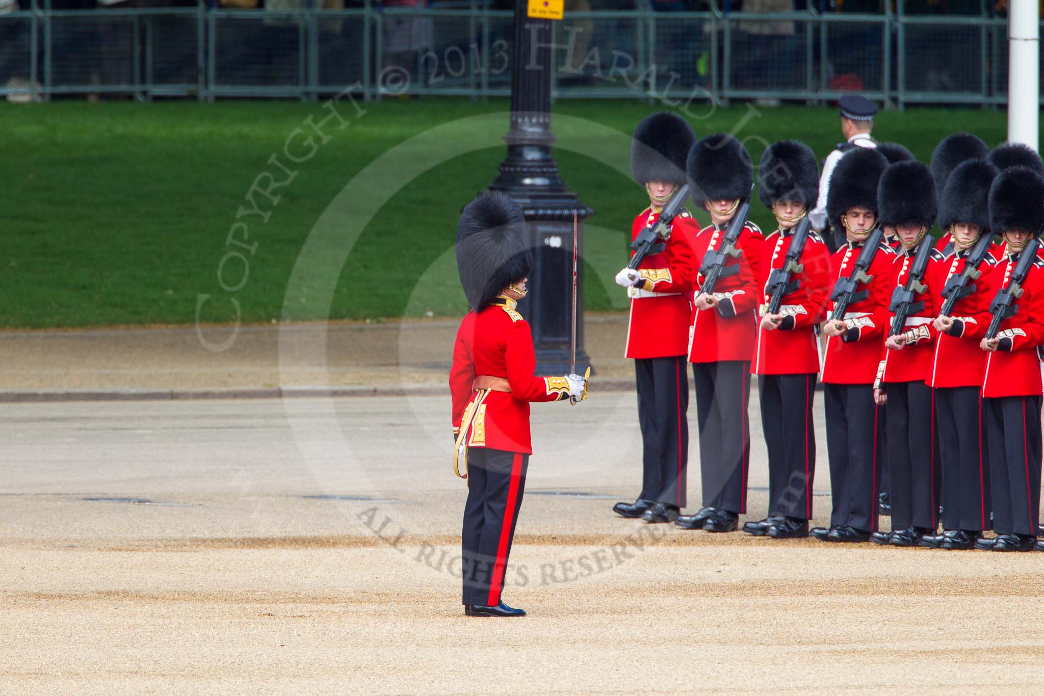 The Colonel's Review 2013: Captain P W Foster with No. 5 Guard, F Company Scots Guards..
Horse Guards Parade, Westminster,
London SW1,

United Kingdom,
on 08 June 2013 at 10:26, image #95
