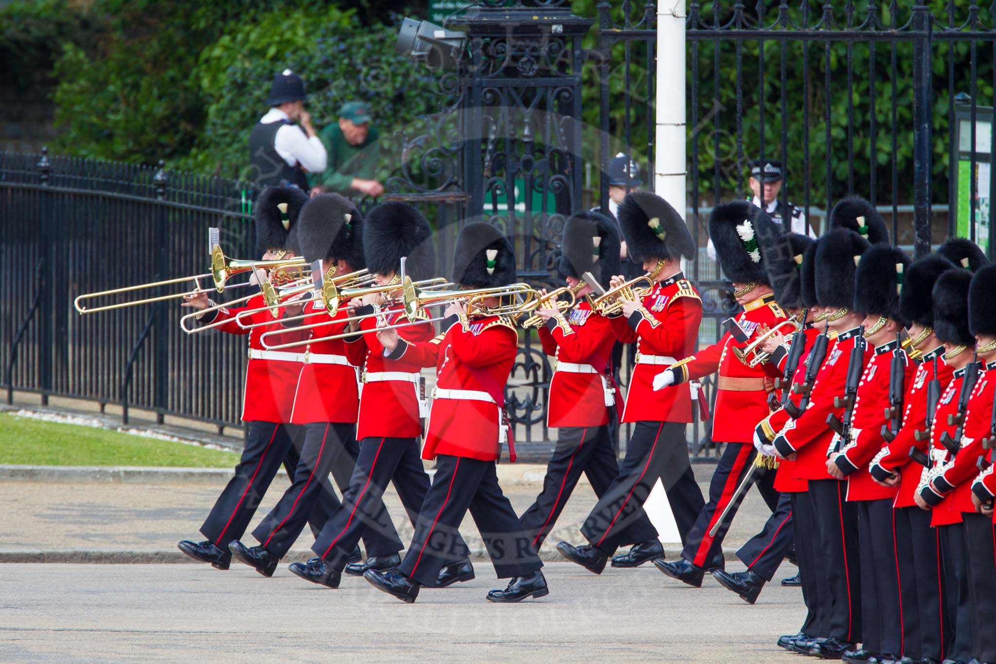 The Colonel's Review 2013: Musicians of the Band of the Welsh Guards..
Horse Guards Parade, Westminster,
London SW1,

United Kingdom,
on 08 June 2013 at 10:31, image #124