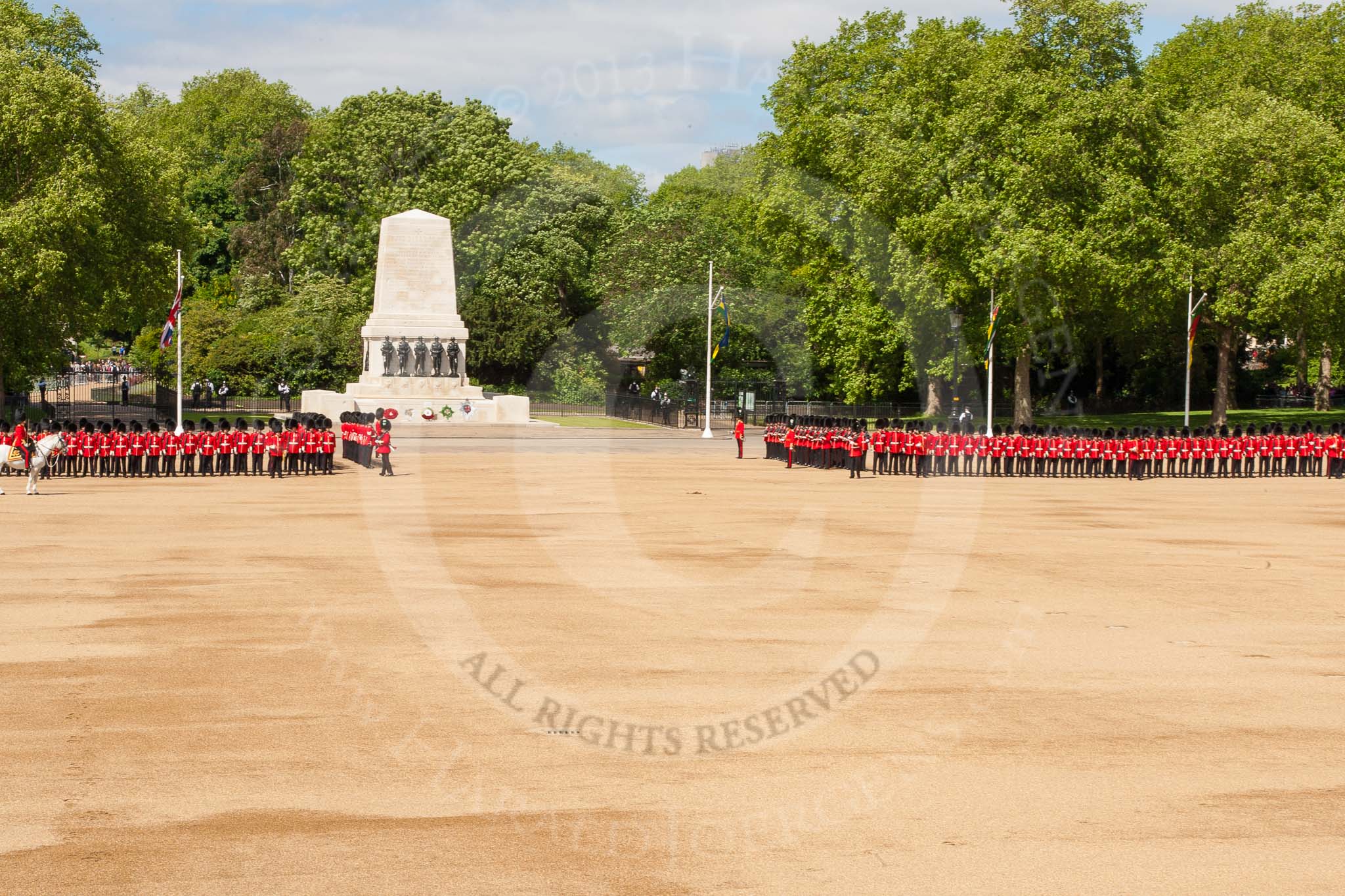 The Colonel's Review 2013: No. 3 Guard, 1st Battalion Welsh Guards, at the gap in the line for members of the Royal Family..
Horse Guards Parade, Westminster,
London SW1,

United Kingdom,
on 08 June 2013 at 10:44, image #210
