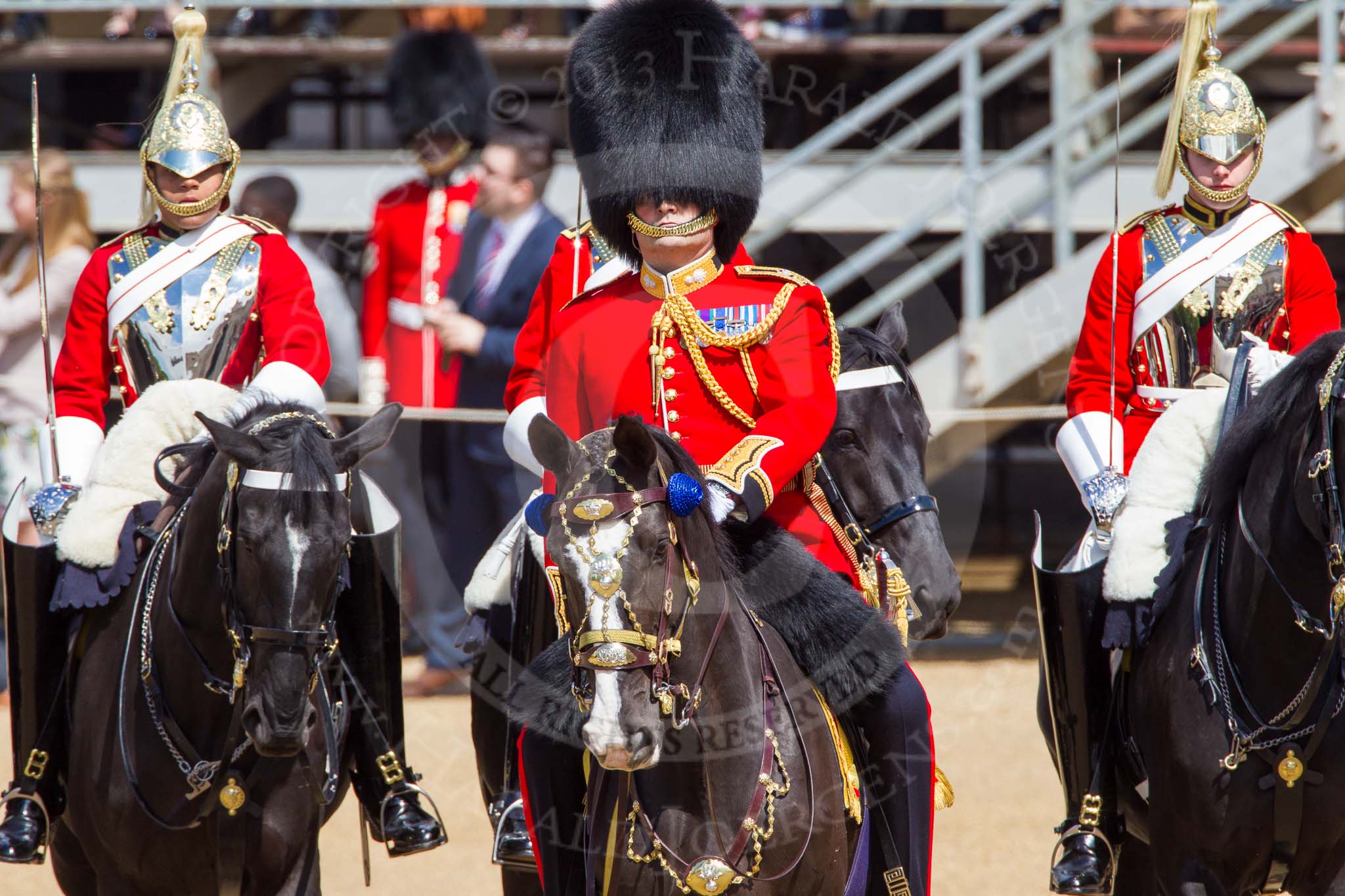 The Colonel's Review 2013: Leading the Royal Procession, Brigade Major Household Division Lieutenant Colonel Simon Soskin, Grenadier Guards..
Horse Guards Parade, Westminster,
London SW1,

United Kingdom,
on 08 June 2013 at 10:57, image #254